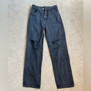 black ripped denim jeans